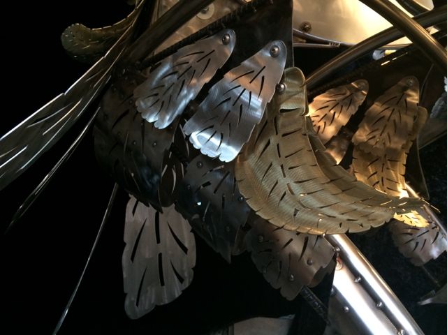 Kinetic Sculpture - Owl in Barneys New York Holiday Window 2014 by Chris Cole 012 brass leg feather detail