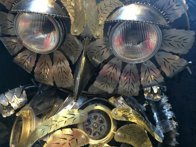 Kinetic Sculpture - Owl in Barneys New York Holiday Window 2014 by Chris Cole 004 eye detail