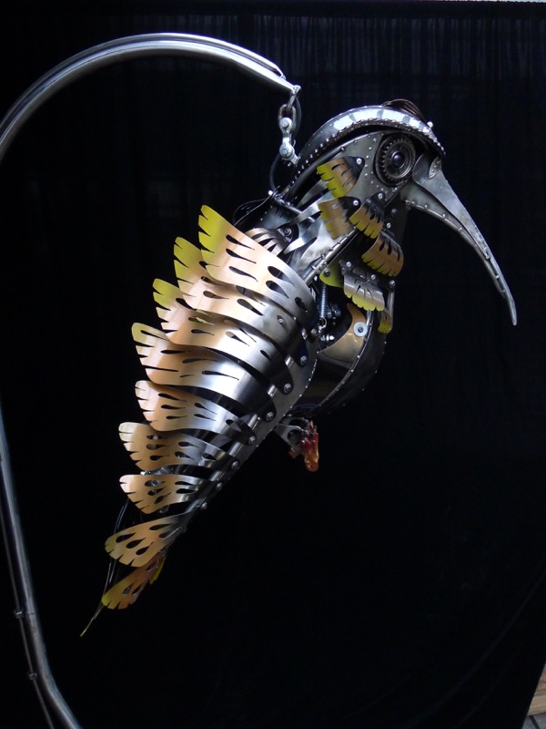 Kinetic sculpture by Chris Cole of a Hummingbird "Jack" 011