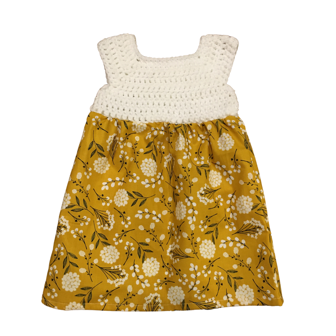 girls mustard floral dress