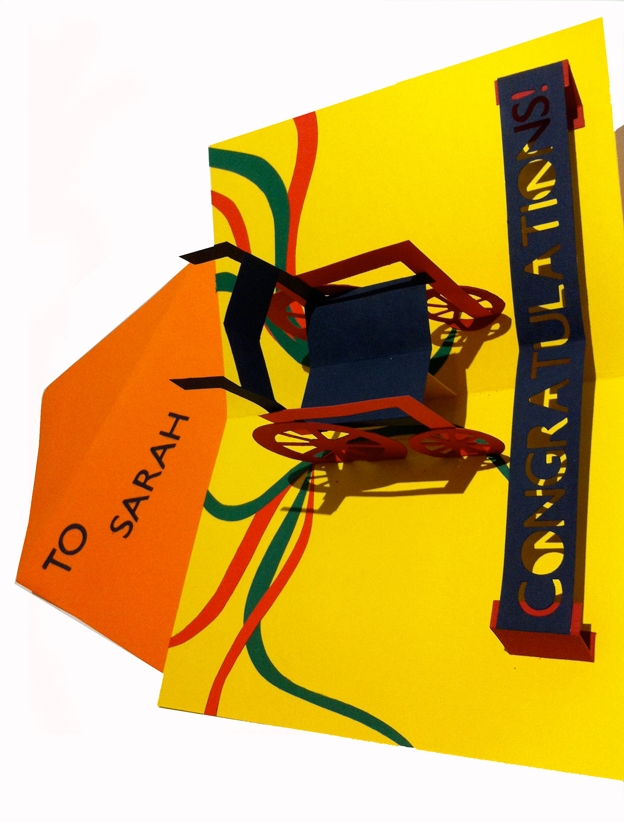 Bespoke Wheelchair pop-up card for an amazing person completing a number of races