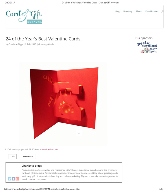 Card & Gift network - Hannah Kokoschka valentine's pop-up cards