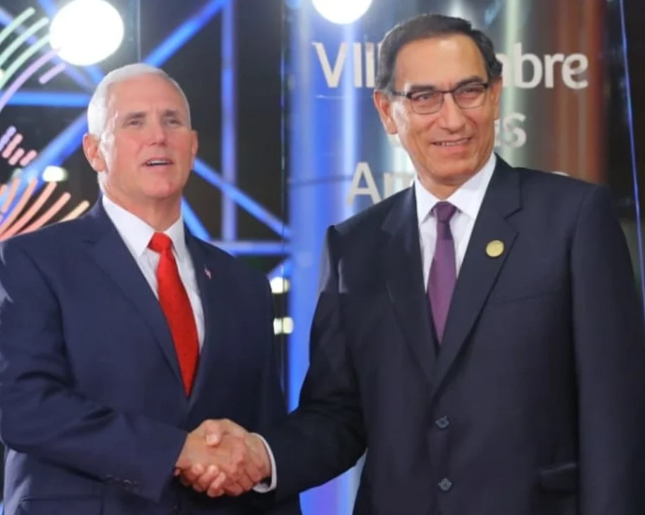 U.S. Vice President Mike Pence met Peru’s President Martin Vizcarra during a bilateral meeting at the Summit of the Americas in Lima, Peru.