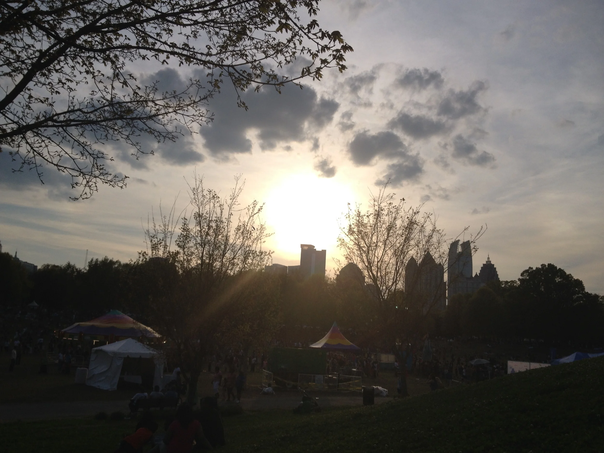 As the sun sets over the park