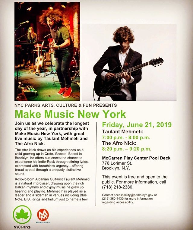 June 21st! https://www.nycgovparks.org/events/2019/06/21/arts-culture-fun-make-music-new-yor