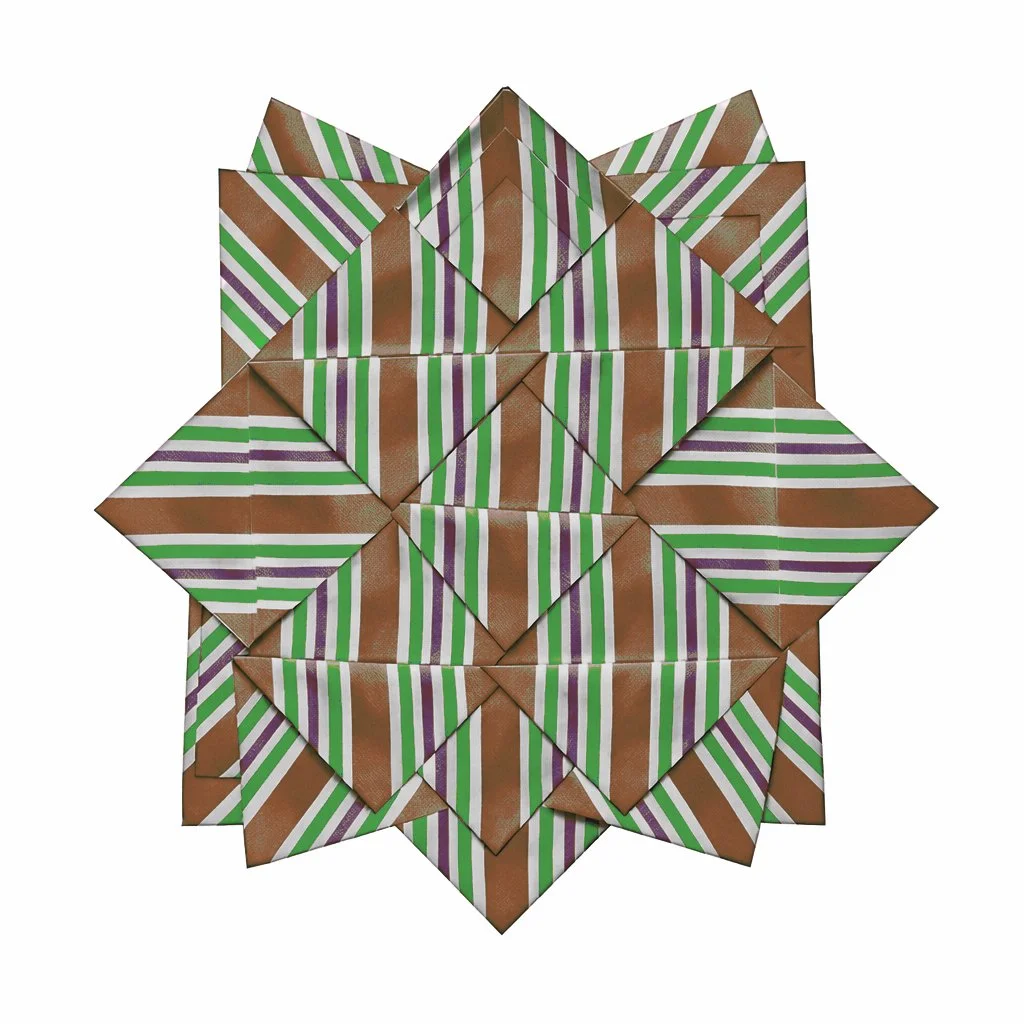  2026 “Folds”  1/2”x54”x54”. 1/4” folded, acrylic paint squares. 