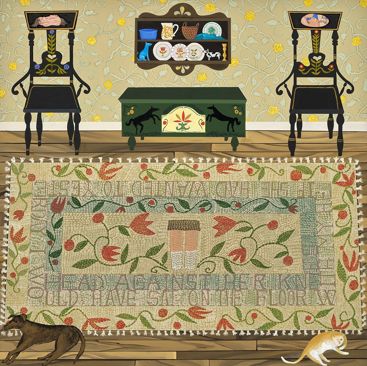 LIVING ROOM WITH ANTIQUE CHAIRS AND ANAIS NIN RUG
