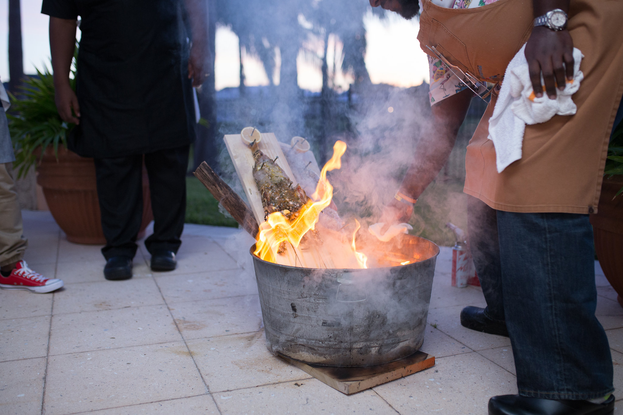 Photo- Me doing a demo with some other local chefs on old school Barabicu! 