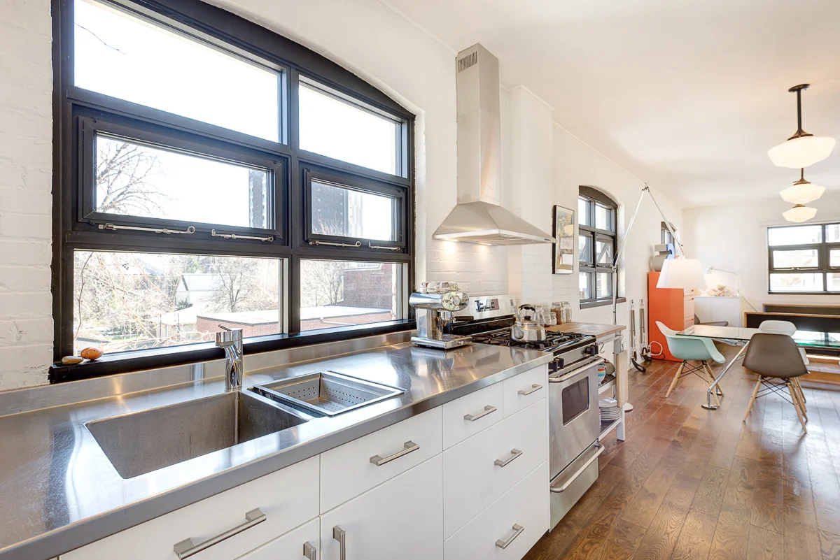 Kitchen, looking towards main space.