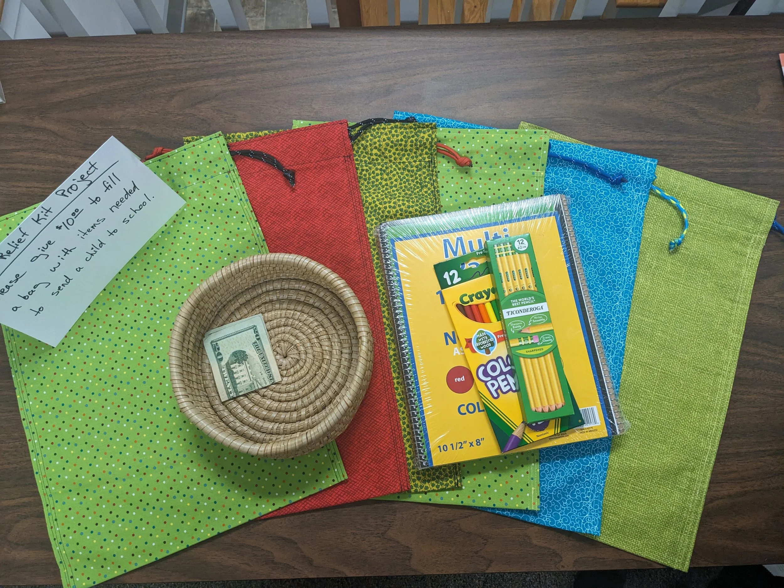 38 school bags donated so kids around the world can attend school!