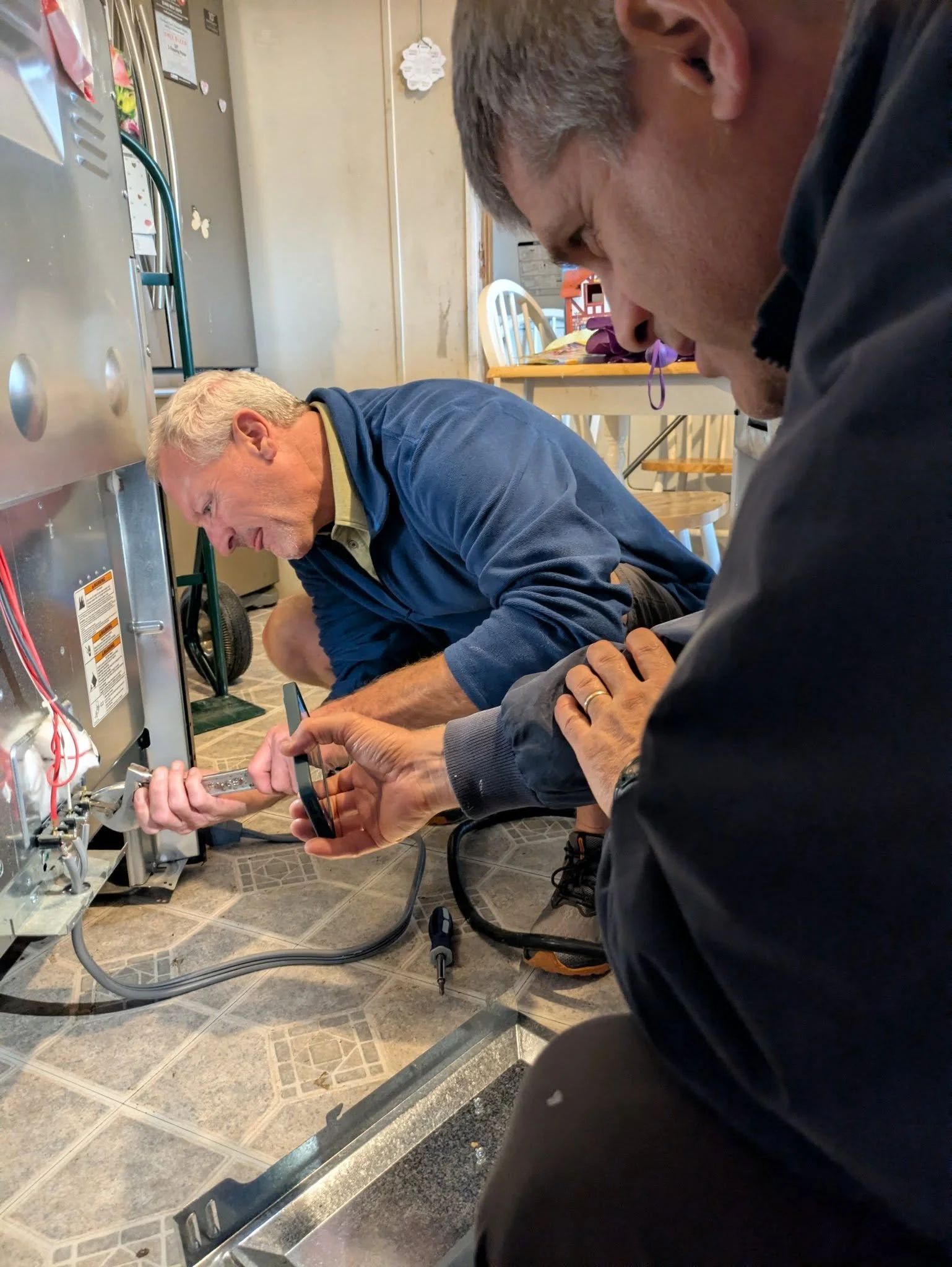 Hooking up the new stove!
