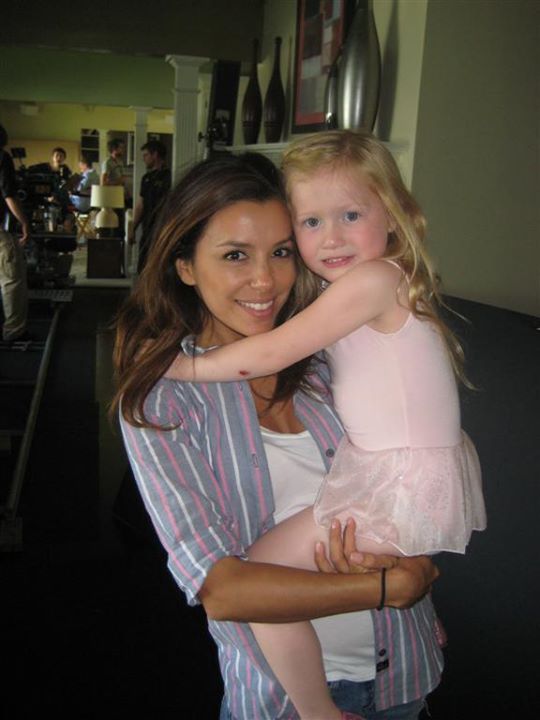 Abigail with Eva Longoria on the set of the short "A Proper Send Off".