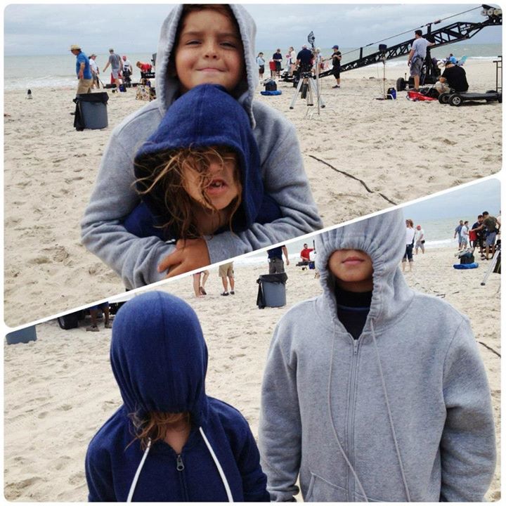 Noah and costar Mimi Kirland on the set of "Safe Haven".