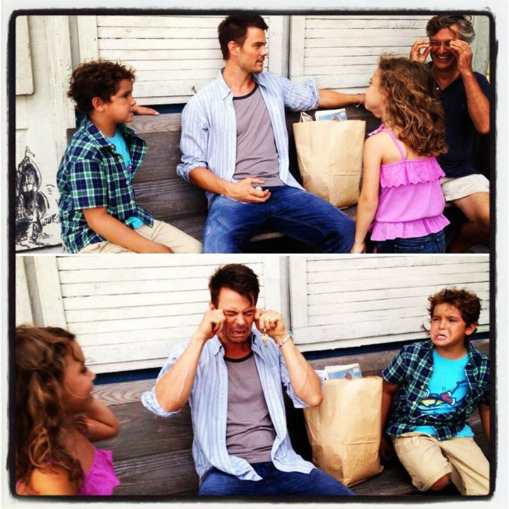 Noah and costars joking around on the set of "Safe Haven".