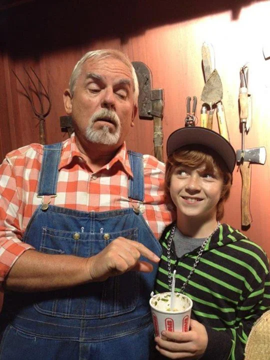 Sam Adler and John Ratzenberger, on the set of "Super Buddies".