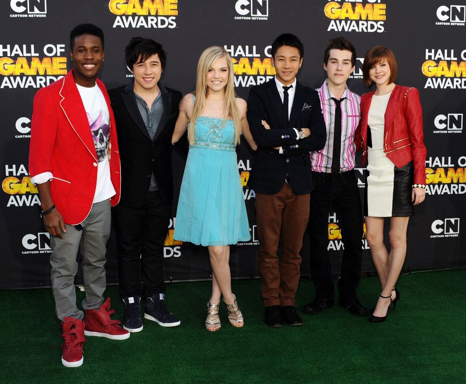    SANTA MONICA, CA - FEBRUARY 09: (L-R) Actors Shameik Moore, Tristan Pasterick, Shauna Case, Brandon Soo Hoo, Jeremy Shada and Chanelle Peloso attend the Third Annual Hall of Game Awards hosted by Cartoon Network at Barker Hangar on February 9, 201