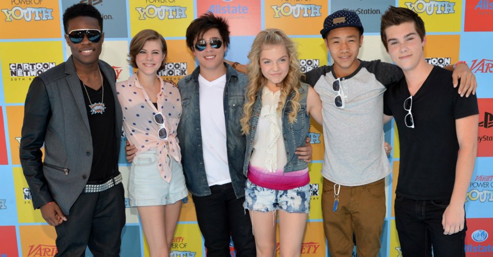 Tristan and the rest of the "Incredible Crew" cast at the Power of Youth event.