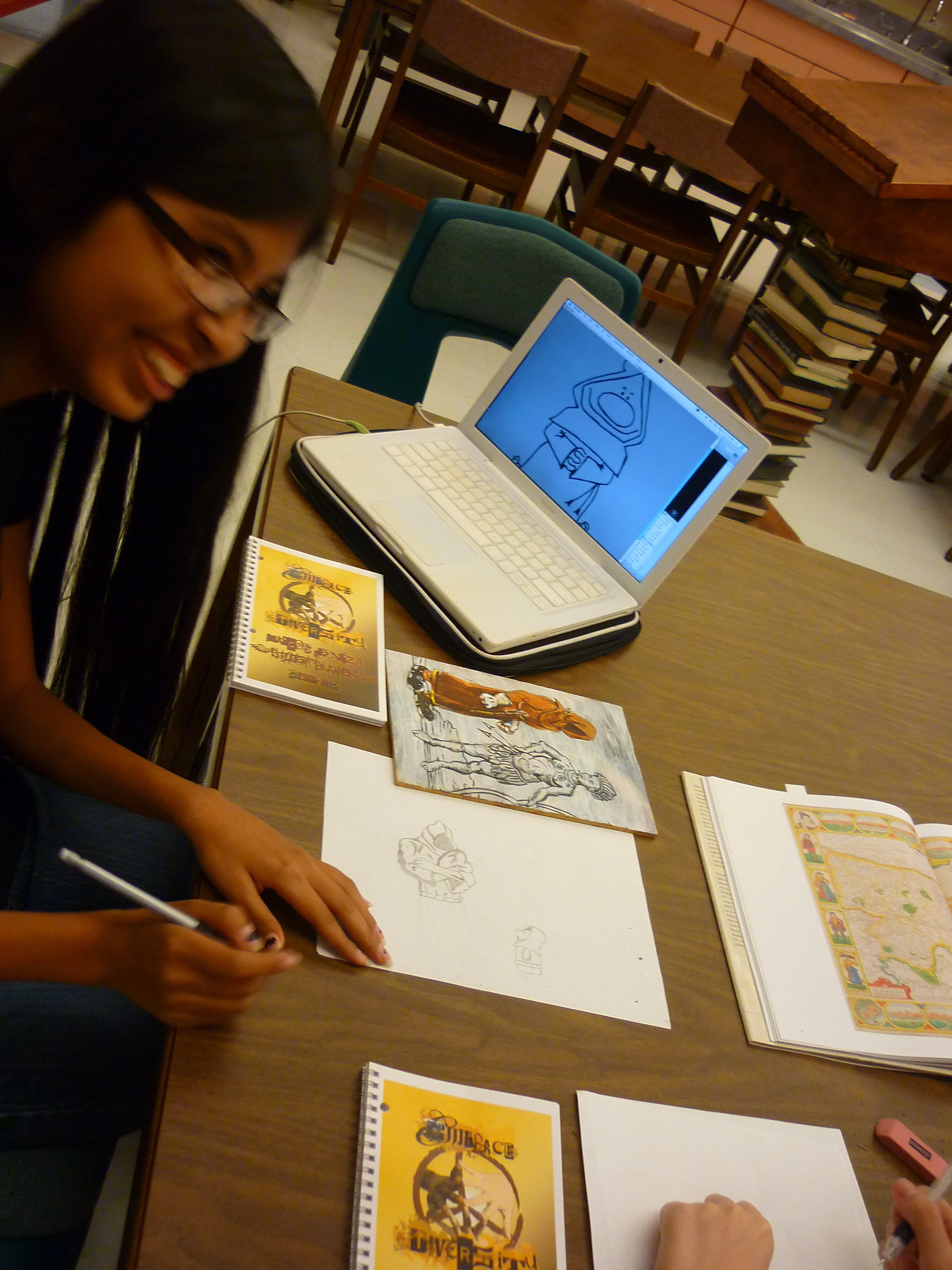 Marcos de Niza student at work during "What Would Marcos See?" workshop