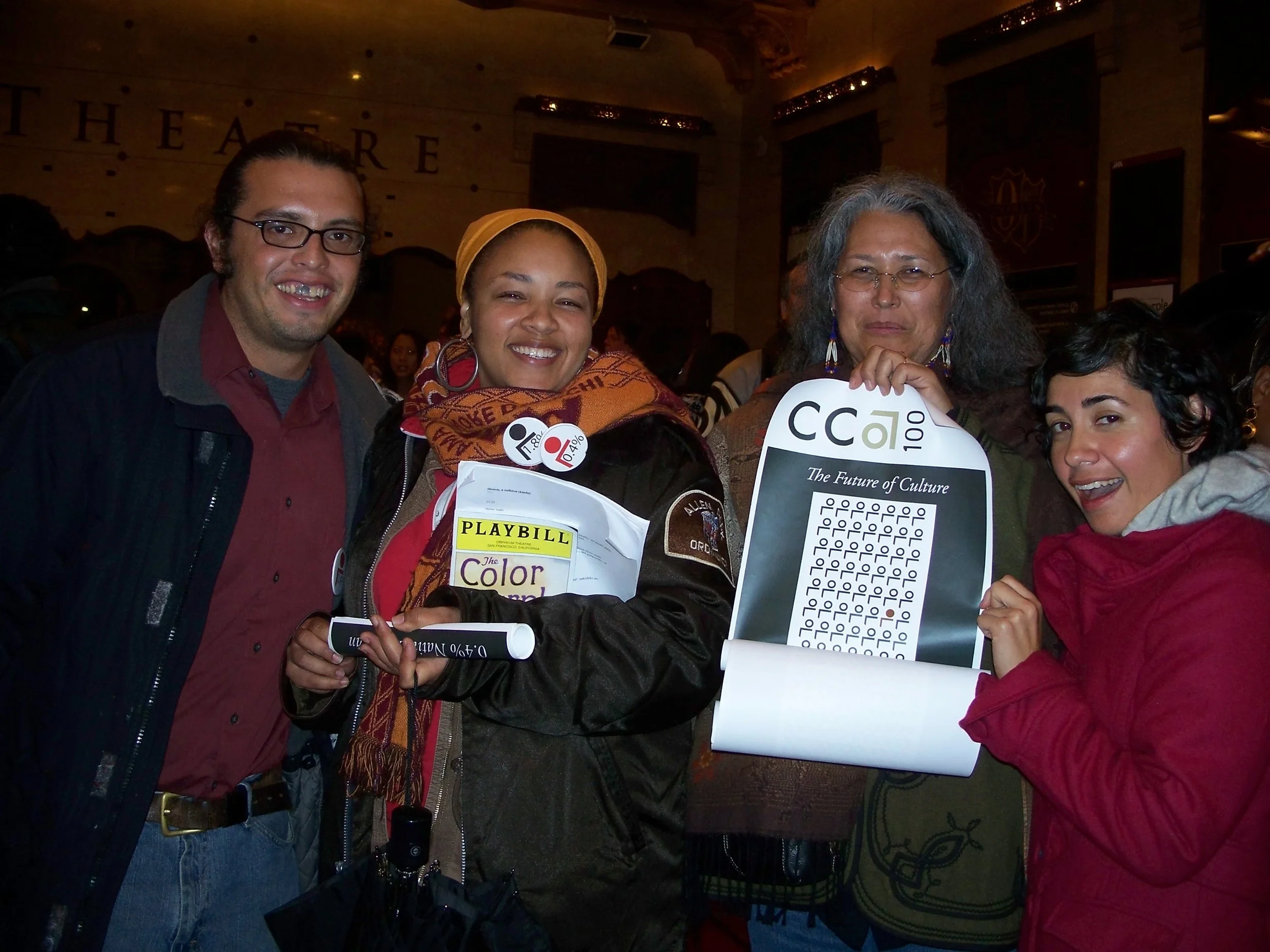 Students, Israel Haros Lopez and Latasha Diggs posing with CCA professor, Celia Hererra Rodriguez, and CAPL staff member, Vickie Vertiz