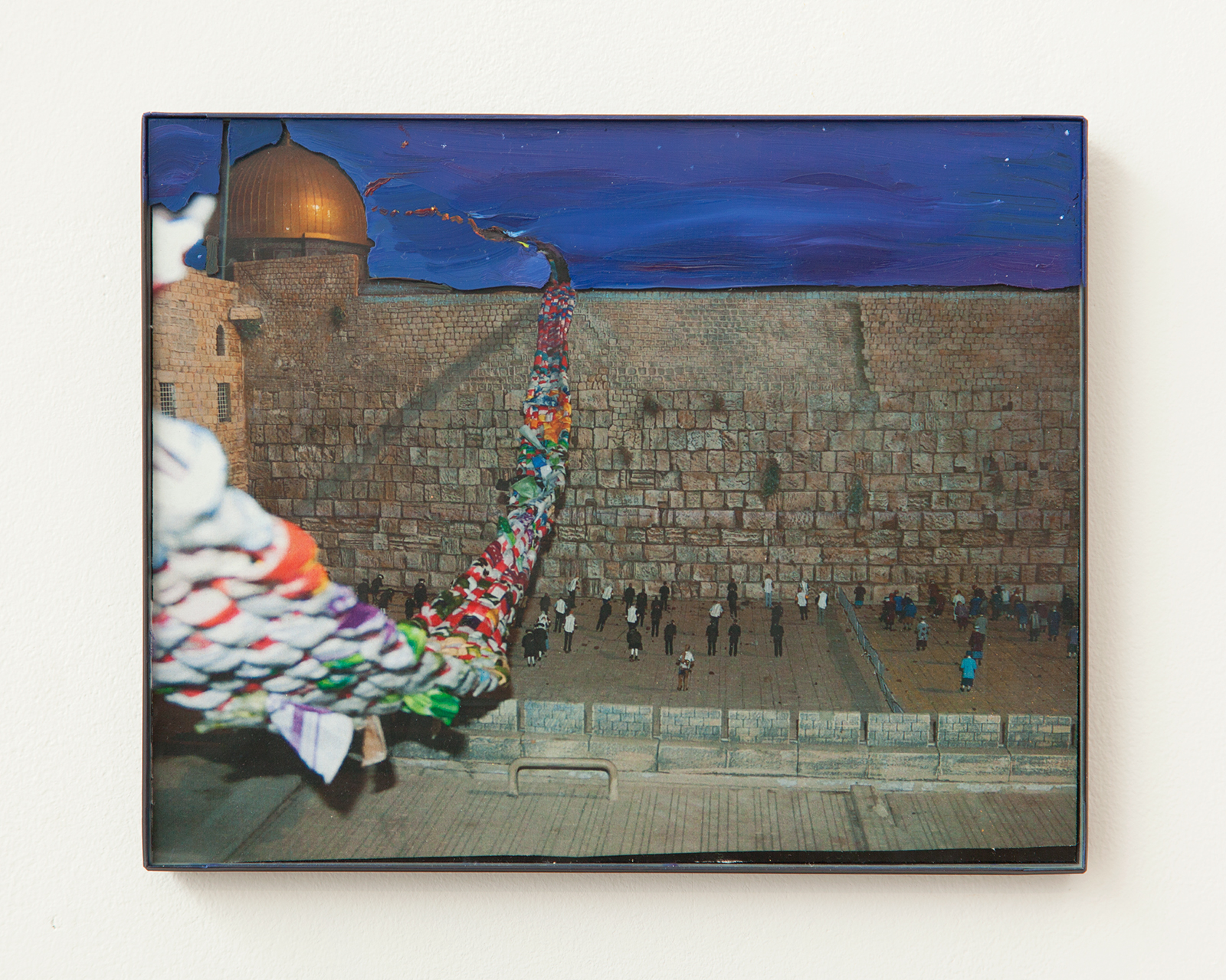  2014, photograph of "Western Wall" diorama installation, glass, frame, oil, pencil, 8 x 10 inches 