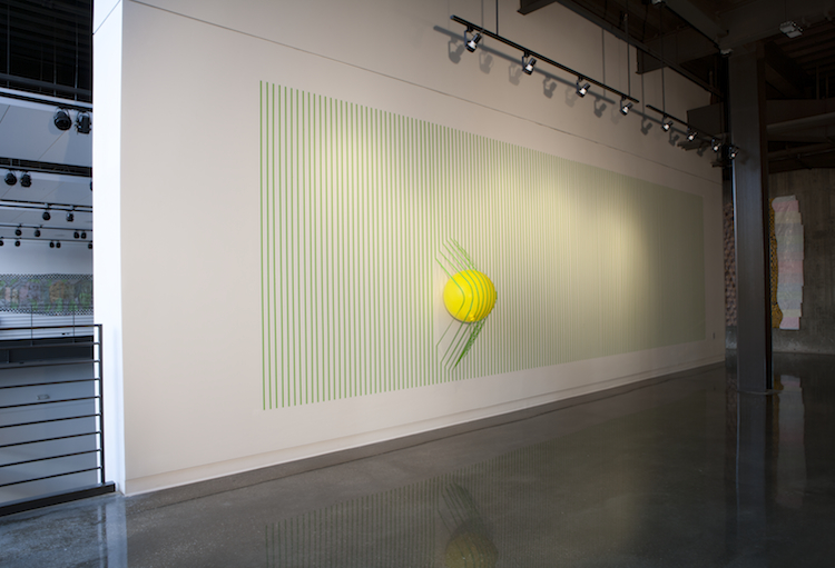   Failing Structure   2012  artist tape and balloon  120" x 360" x 20" 