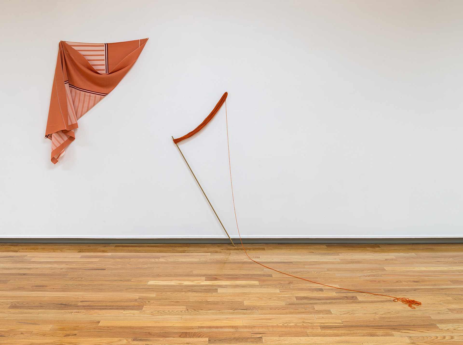 Untangled, Unwoven, Unbalanced 2015 fabric, yarn, wood 7' x 10'