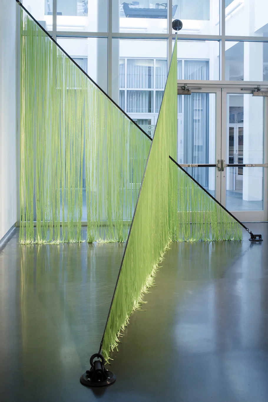 Ribbon Piece II 2017 ribbon, ratchet straps, hardware 168” x 288” x 204” Image courtesy of Savannah College of Art and Design