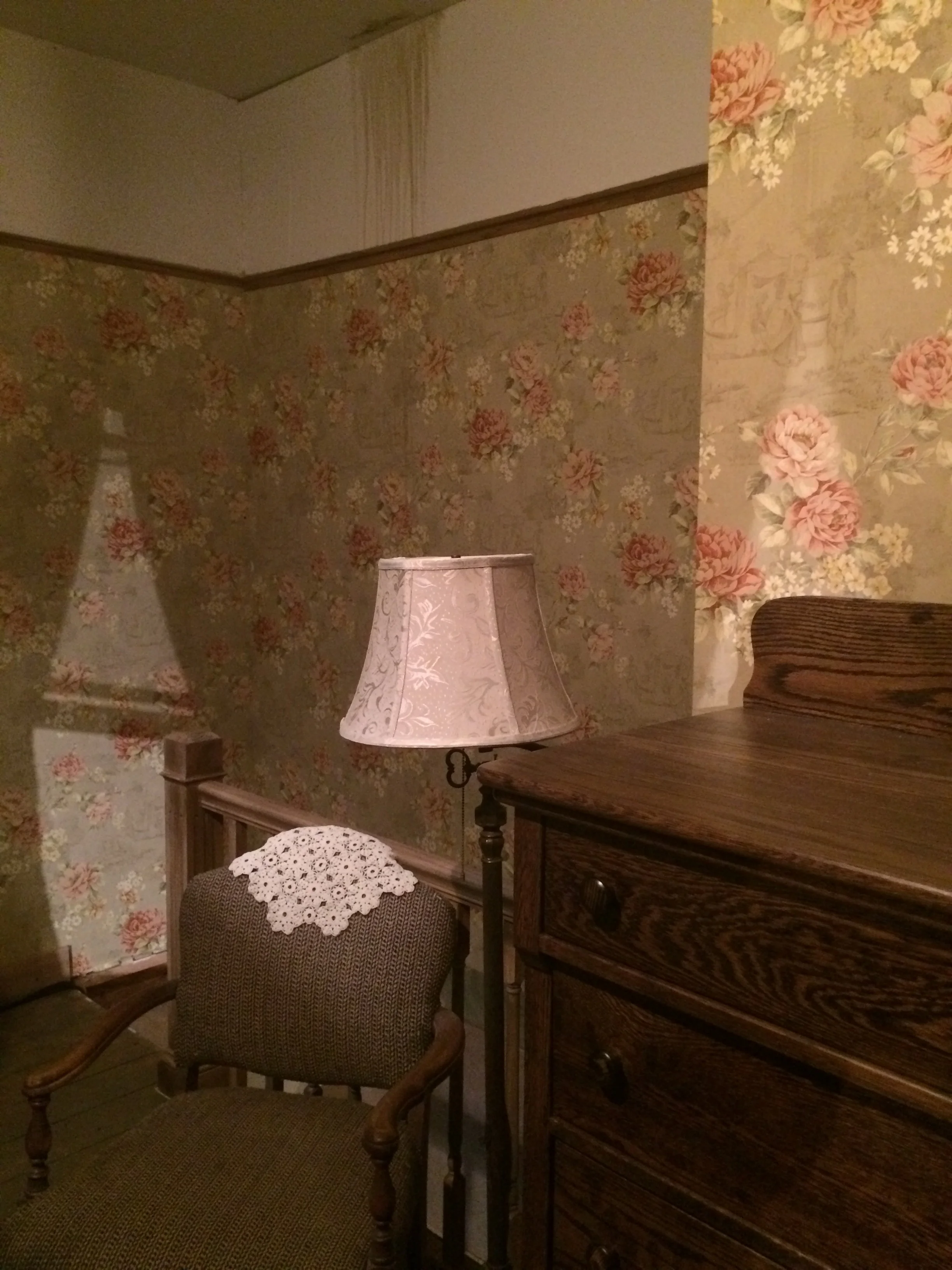  Upstairs bedroom wallpaper and aging. 