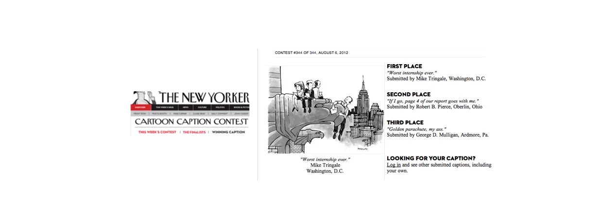 Winning Caption - New Yorker Cartoon Contest