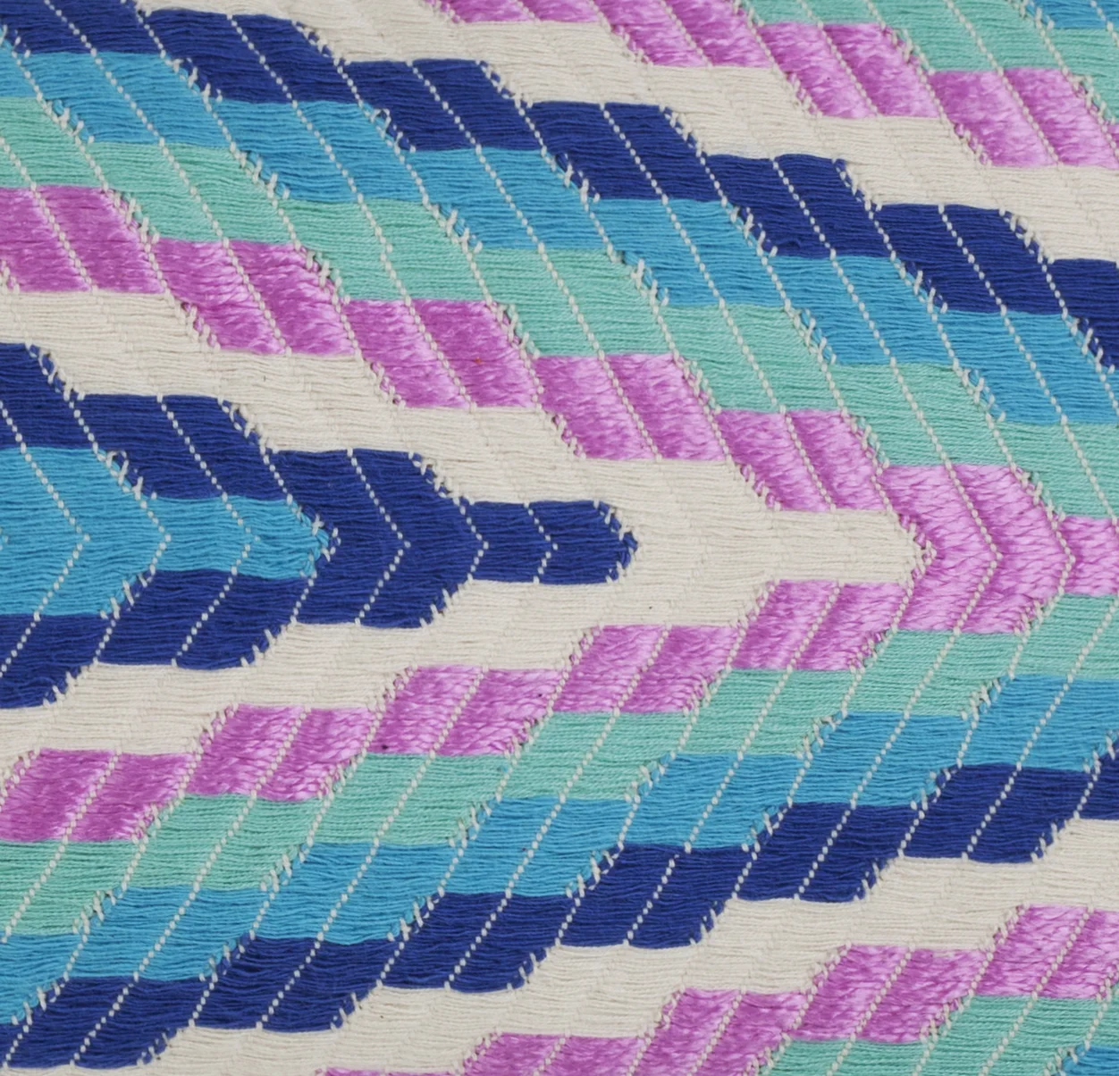 Almolonga Zig Zag tassel pillow in blue & pink by Archive NY / Handwoven, artisan made pillows, rugs, blankets & towels from Guatemala.