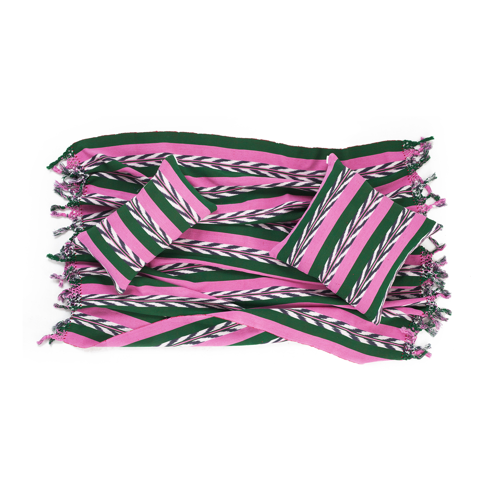 Palm Ikat Pink & Green Pillow by Archive NY / Handwoven, artisan made pillows, rugs, blankets & towels from Guatemala.