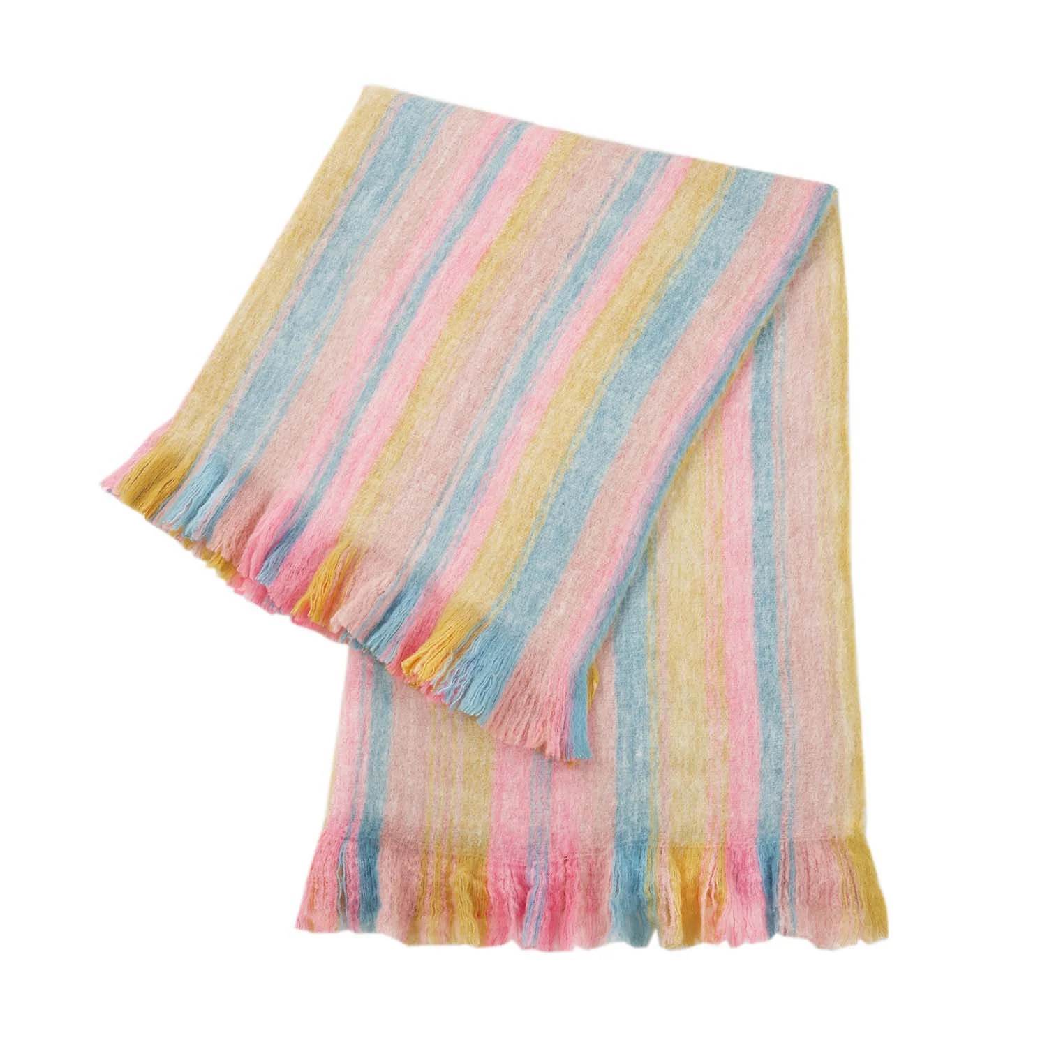 Archive NY Handwoven Striped Blanket - Super soft, warm & fuzzy. Handwoven by artisans in India