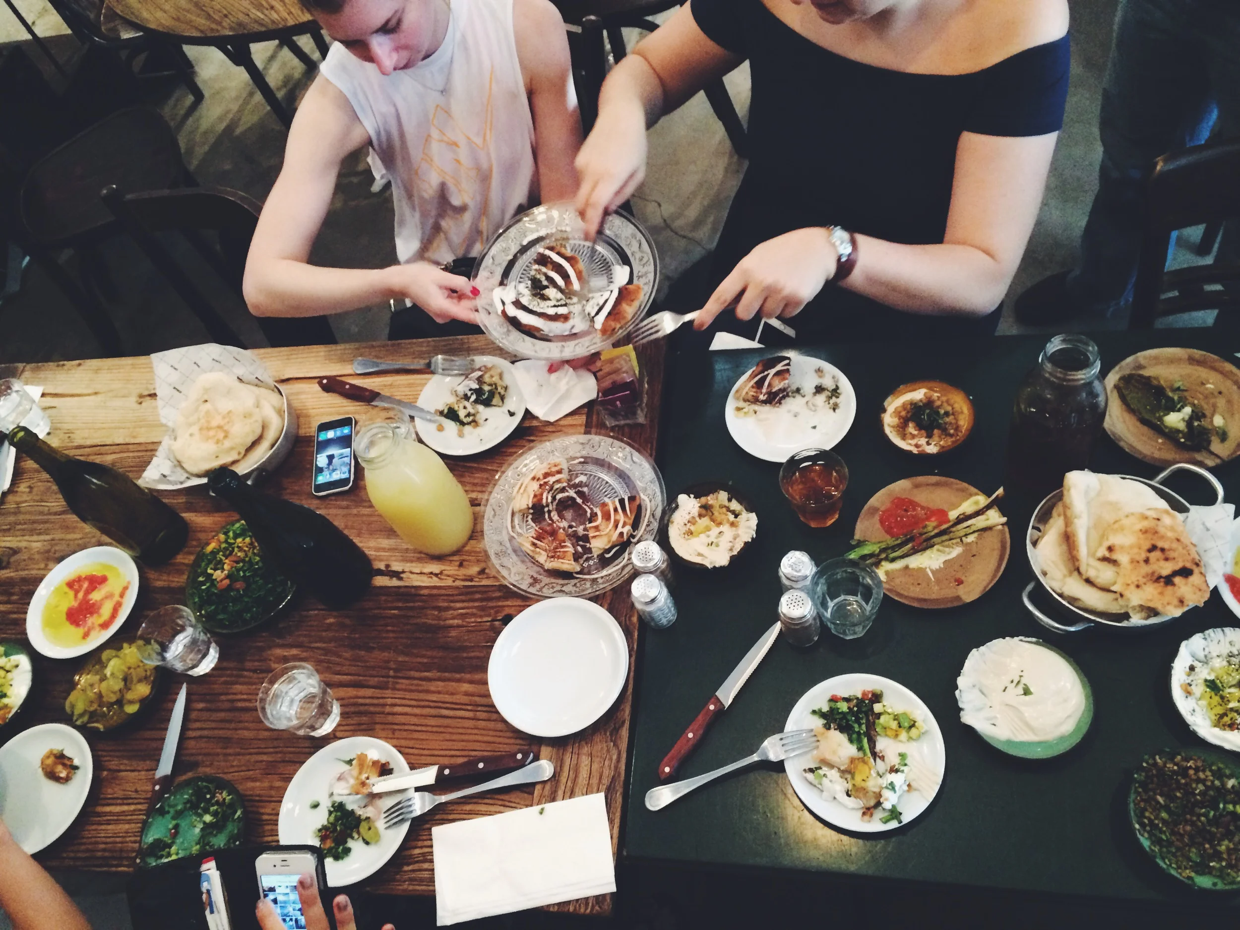 Communal lunch at Three Brothers. Run by three brothers this family establishment is an Israeli steakhouse updated to 2014! The ambience is warm and welcoming and the food exasperatingly good. By that I mean, despite being stuffed to the gill with market food, I did fair damage to the spread here!