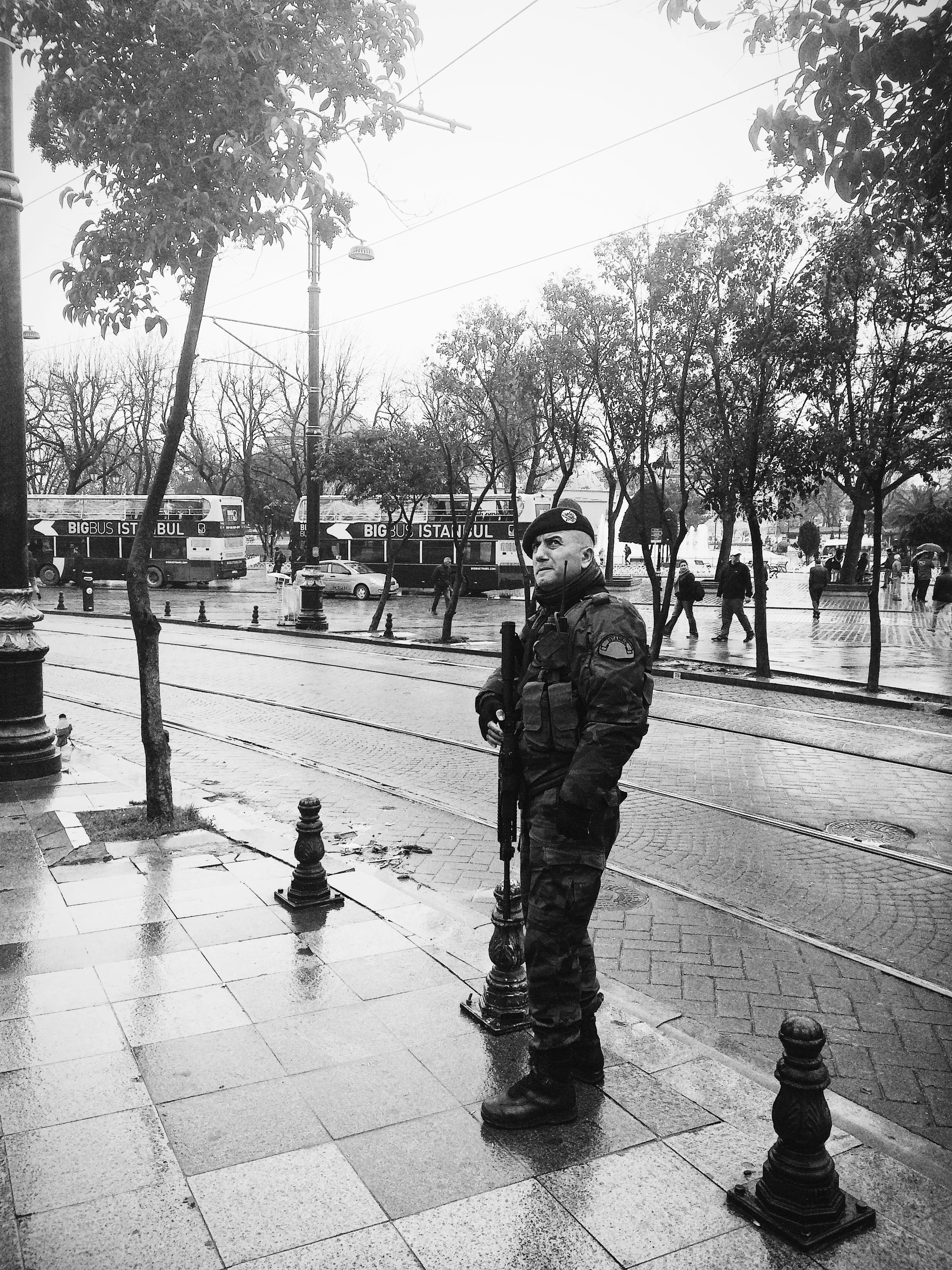 I was intrigued to find a visible and strong armed presence in the city. Ever more because I did not think the place was a bed for unrest. Contrastingly there were none visible in Tel-Aviv and even in Jerusalem only by the Western Wall security. In Istanbul there were all over the place, especially, in the Old city.