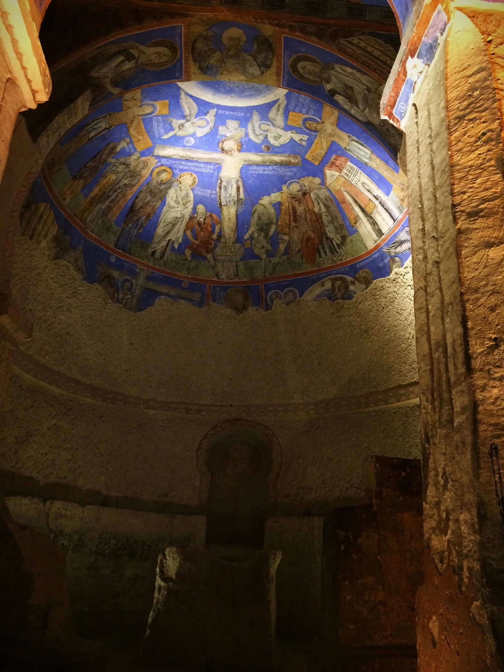 The stunning fresco of Christ inside a carved chapel within the Goreme Museum. I was amazed at how perfectly arched the structure within the hill was and how vibrant the colors of the frescoes that has withstood at least 2000 years!