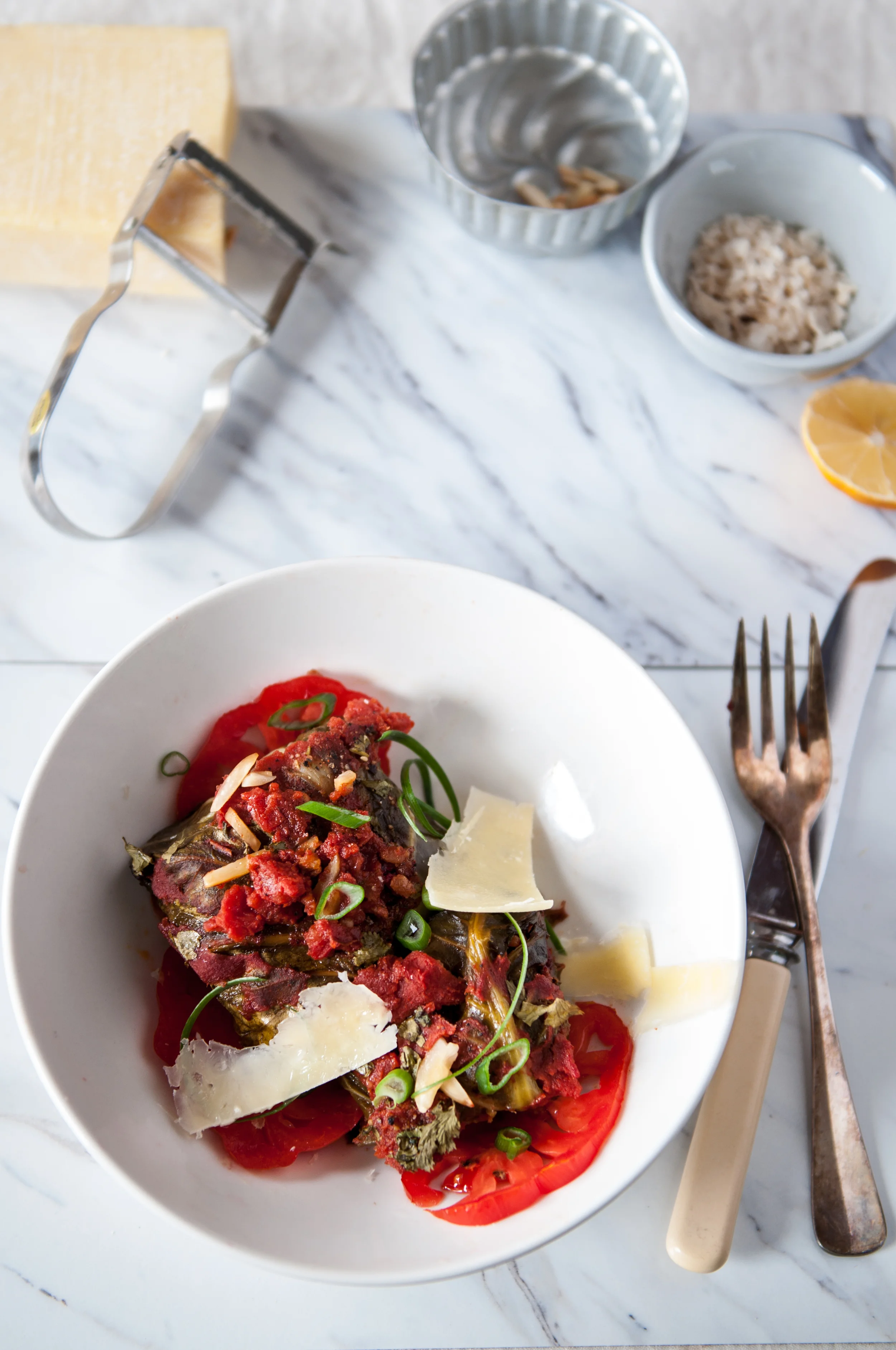 Salad and stuffed vegetable. A fresh and divine comfort!