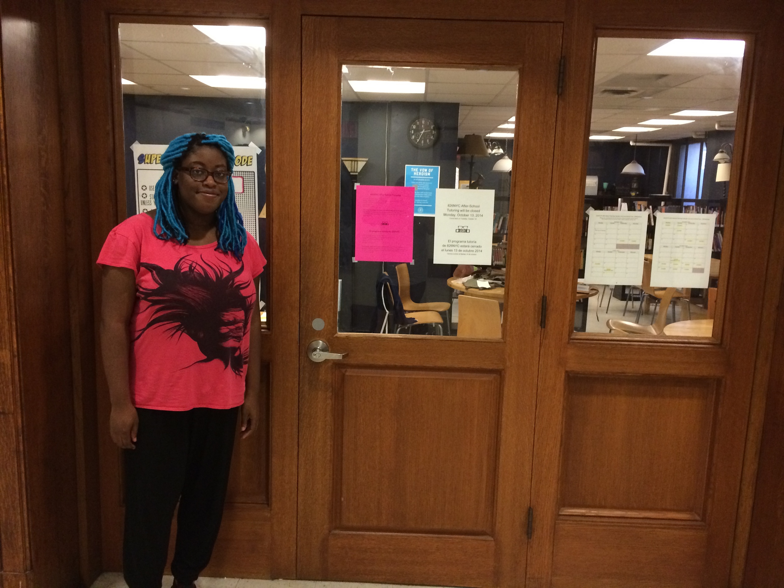 "I am interning at 826 NYC. This is a non profit organization that supports children who wish to push their creative writing skills. I work at two of their locations. One in park slope and the other in Williamsburg." Kim Lionel interning at 826 NYC