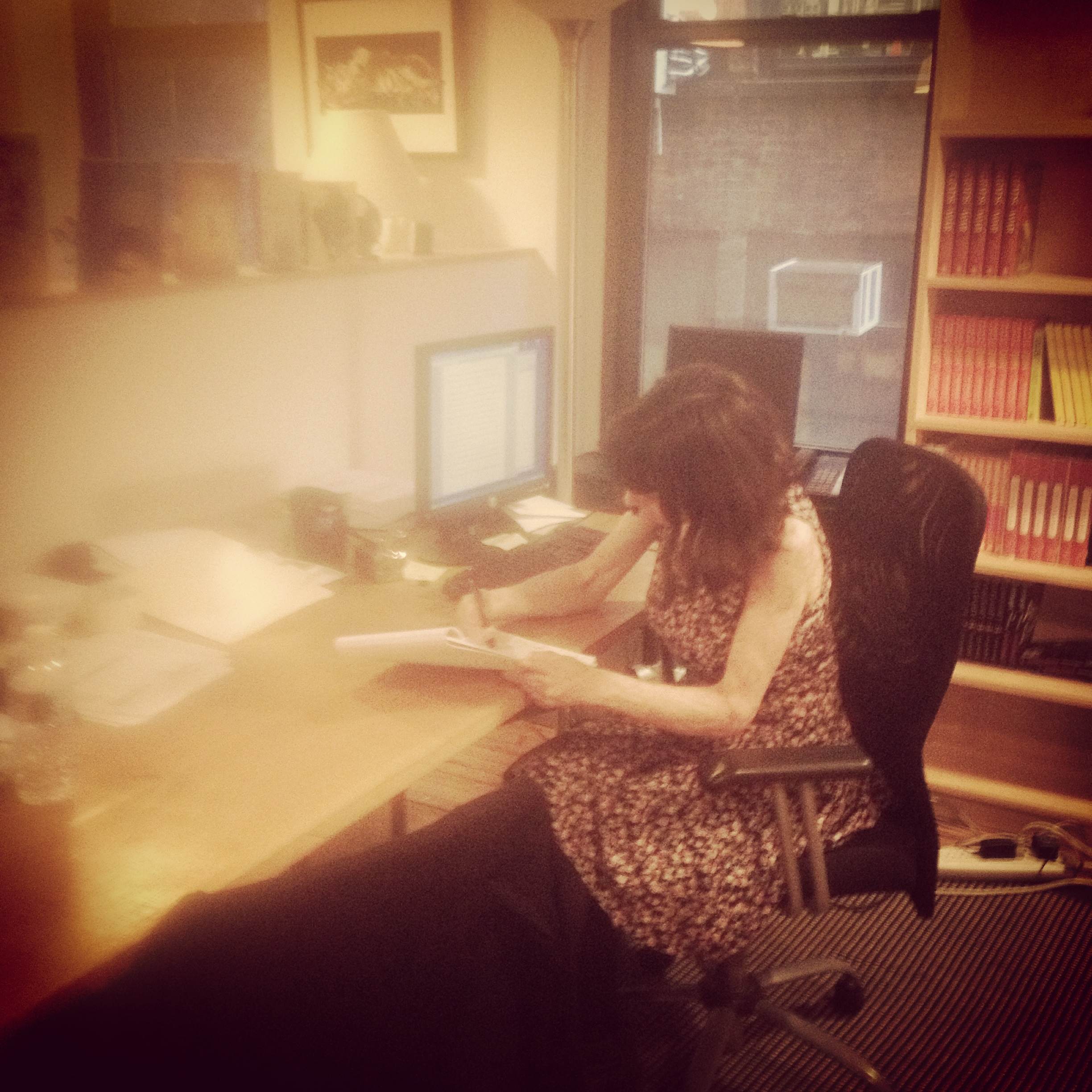"My favorite thing about interning at an independent literary agency, is that I get to learn all about the inner workings of publishing (why manuscripts get rejected or accepted, etc.) It's sort of like seeing what goes on behind Oz's curtain! " Dina Peone interning at McCormick & Williams