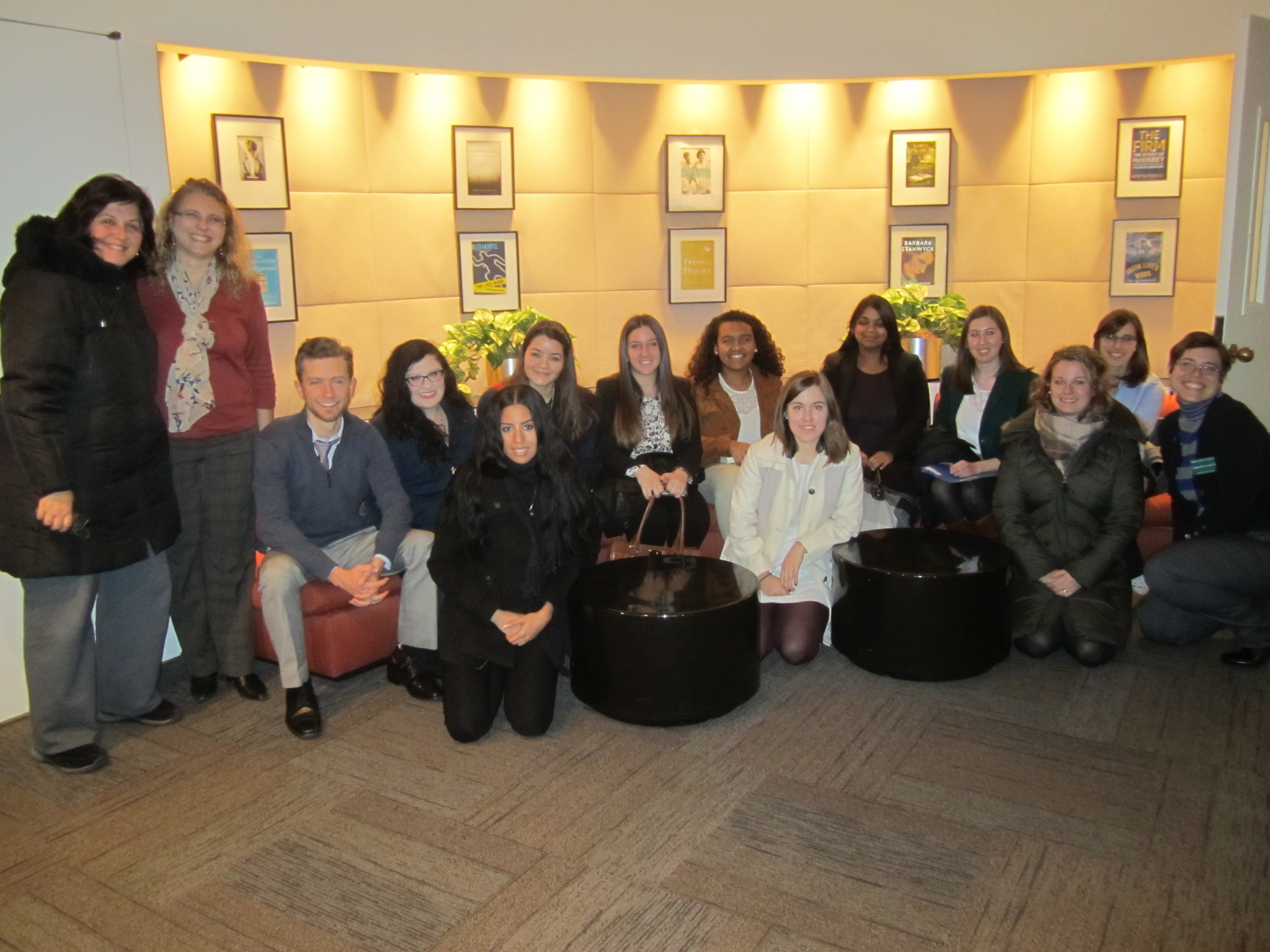 Sarah Lawrence students and Career Services faculty pose for a group photo at the Simon & Schuster headquarters. Photo Courtesy SLC Career Services.
