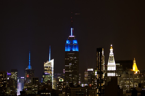 The Empire State Building lit up in support of Light It Up Blue. Photo courtesy of Autism Speaks