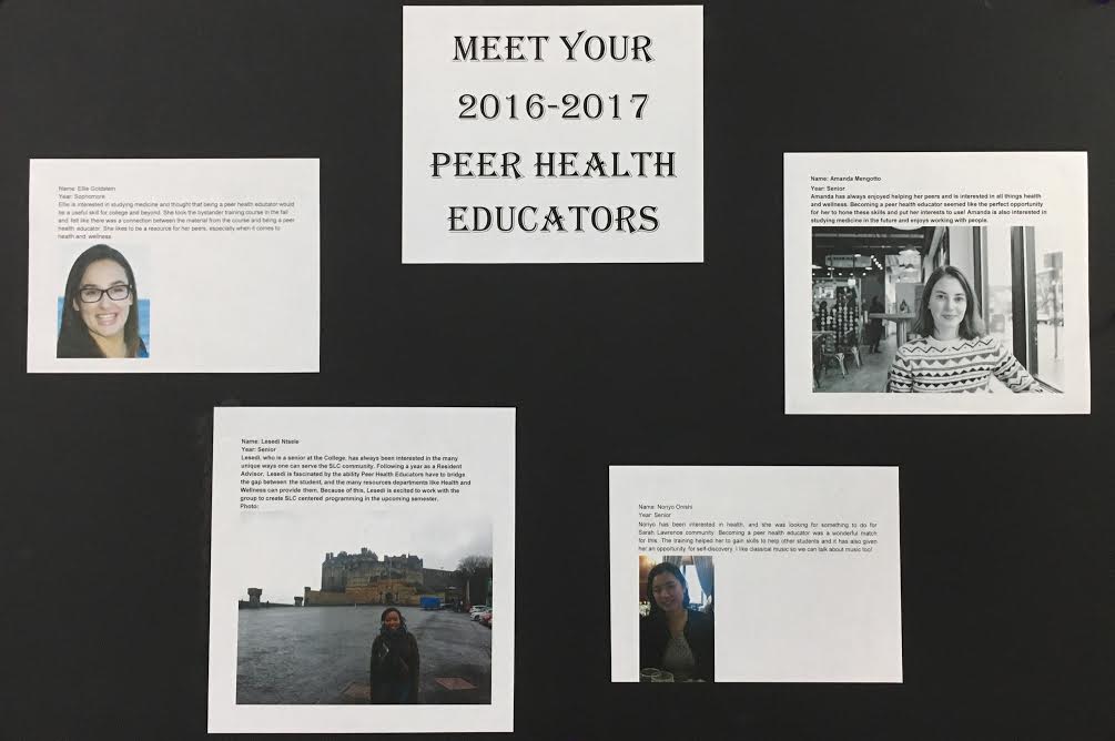 Photos and bios of 2016-2017 Peer Health Educators. Photo Credit: andrea Cantor '17