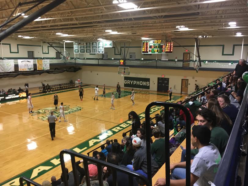 The annual homecoming game in Campbell Sports Center. Photo credit: Andrea Cantor