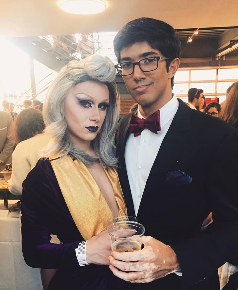 THE TROPHY PRESENTER THOMAS SPETA (LEFT)) AS HIS DRAG SHOW PERSONA MOLLY POPPINS. PHOTO COURTESY OF THOMAS SPETA.