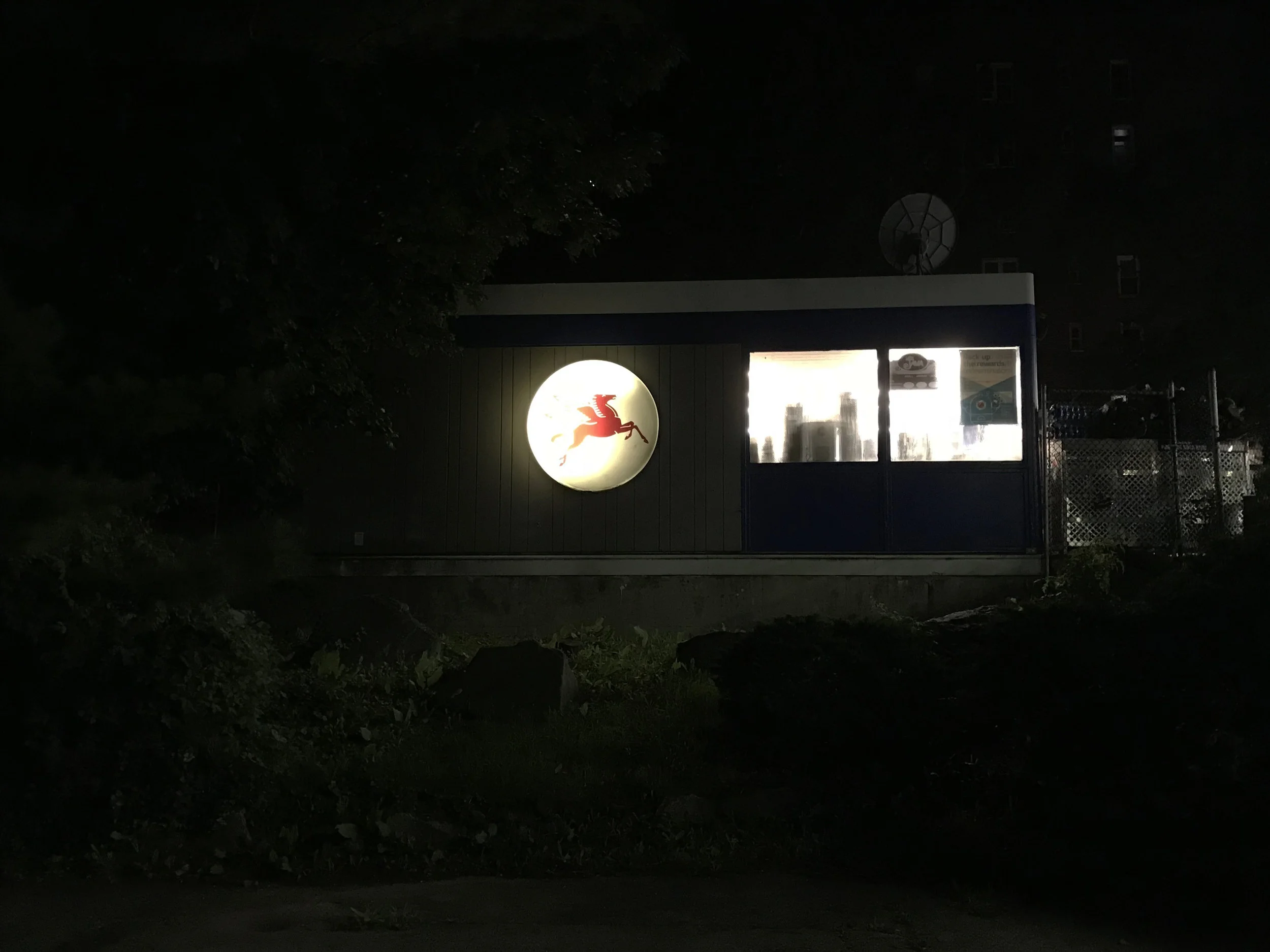 The Mobil at night. Photo credit: Steven Orlofsky.