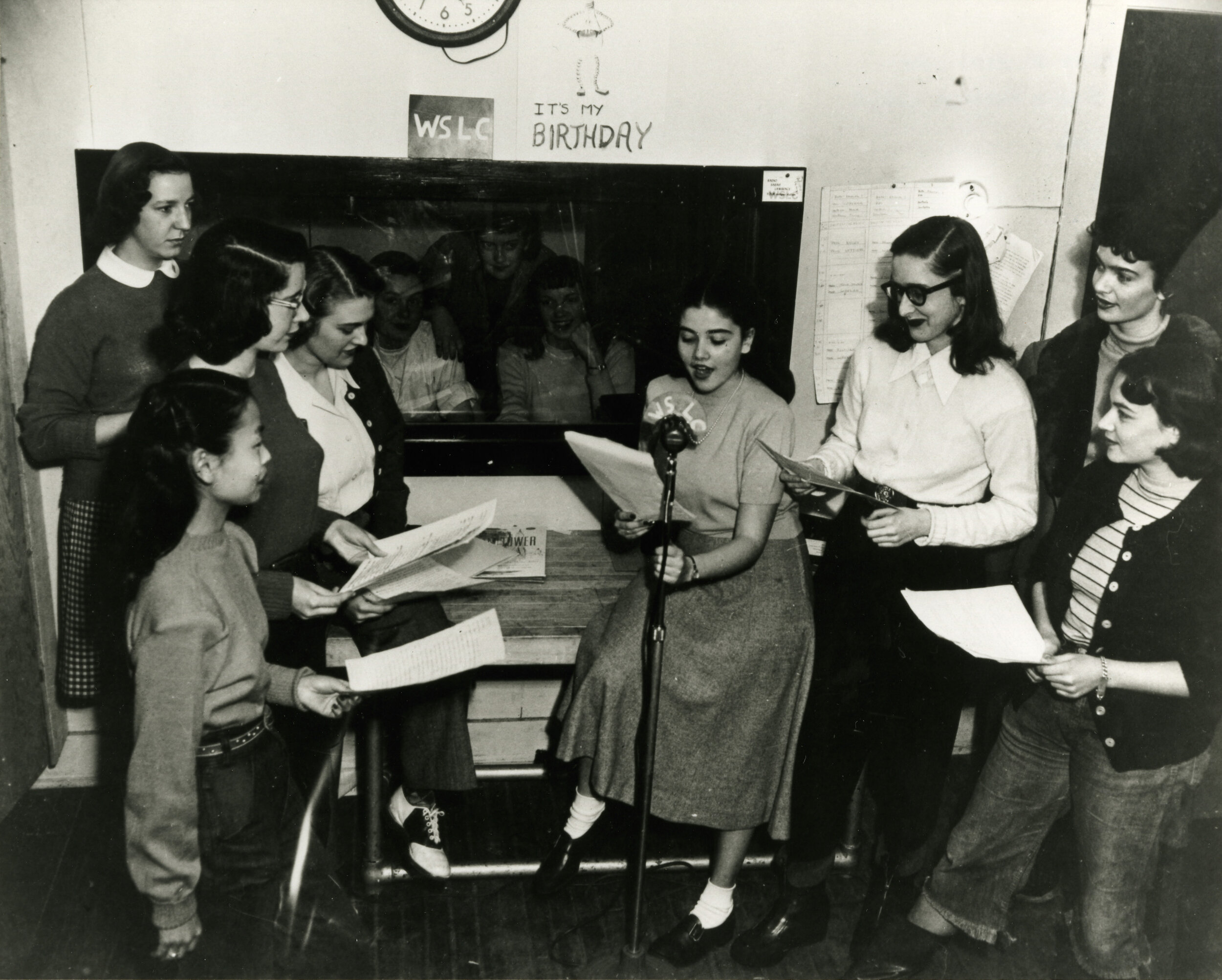  WSLC Students broadcast in the 1940s  Photo Courtesy of the Sarah Lawrence Archives 