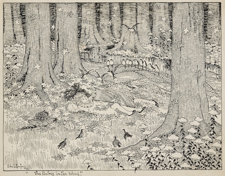 Ida Rentoul Outhwaite The Babes in the Wood 1906 ink pencil drawing