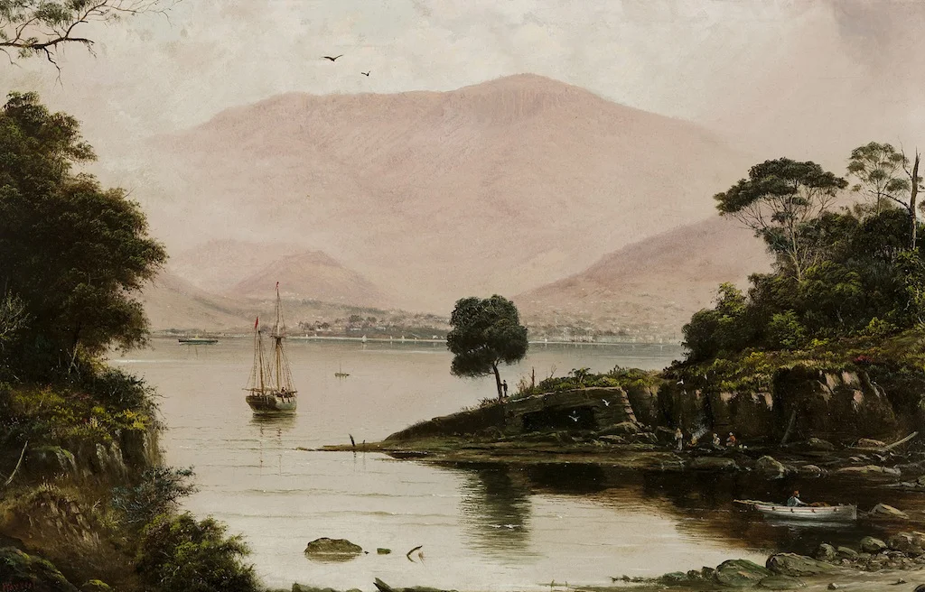 Haughton Forrest view of hobart from across the derwent oil painting