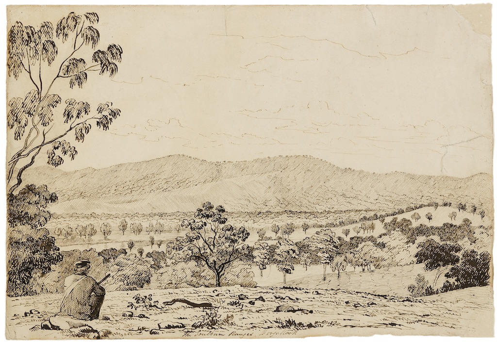 John Cotton the goulburn ranges doogallook ink on paper drawing