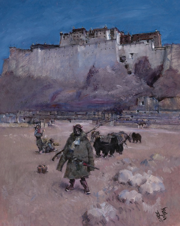 Roland Strasser Tibet Potala Palace c1926 oil painting