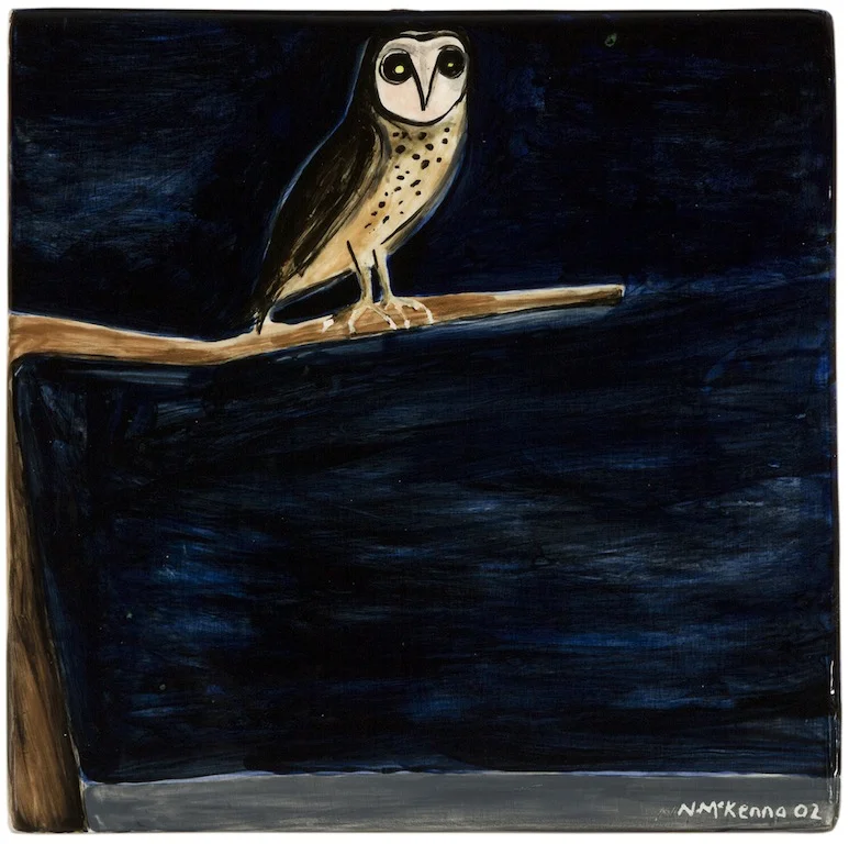 Noel McKenna Owl 2002 ceramic tile